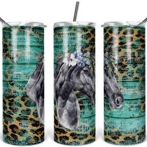 Leopard Print Turquoise Horse Tumbler 30 ounce